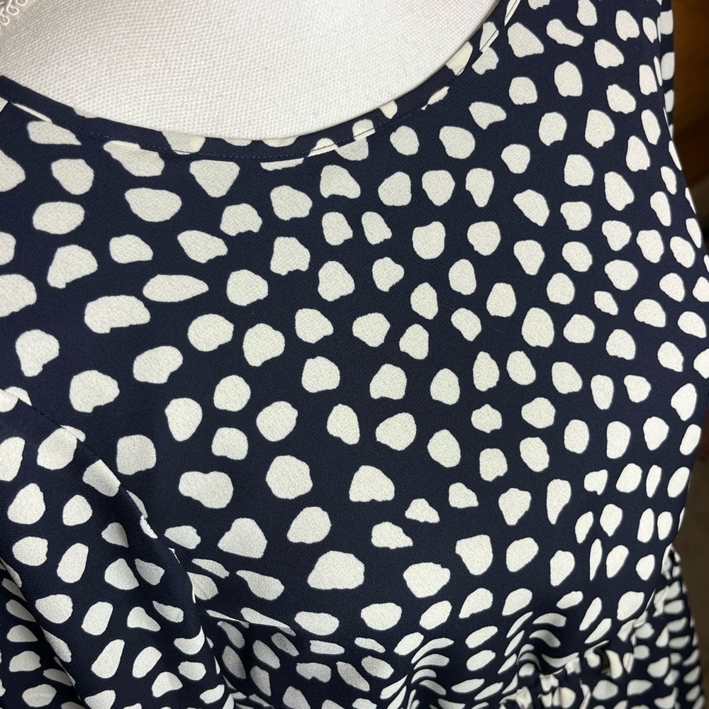 J. Crew Dress Midi Navy Spotted Long Sleeve Chiffon Sundress Party Women’s Sz 2 - Picture 4 of 9